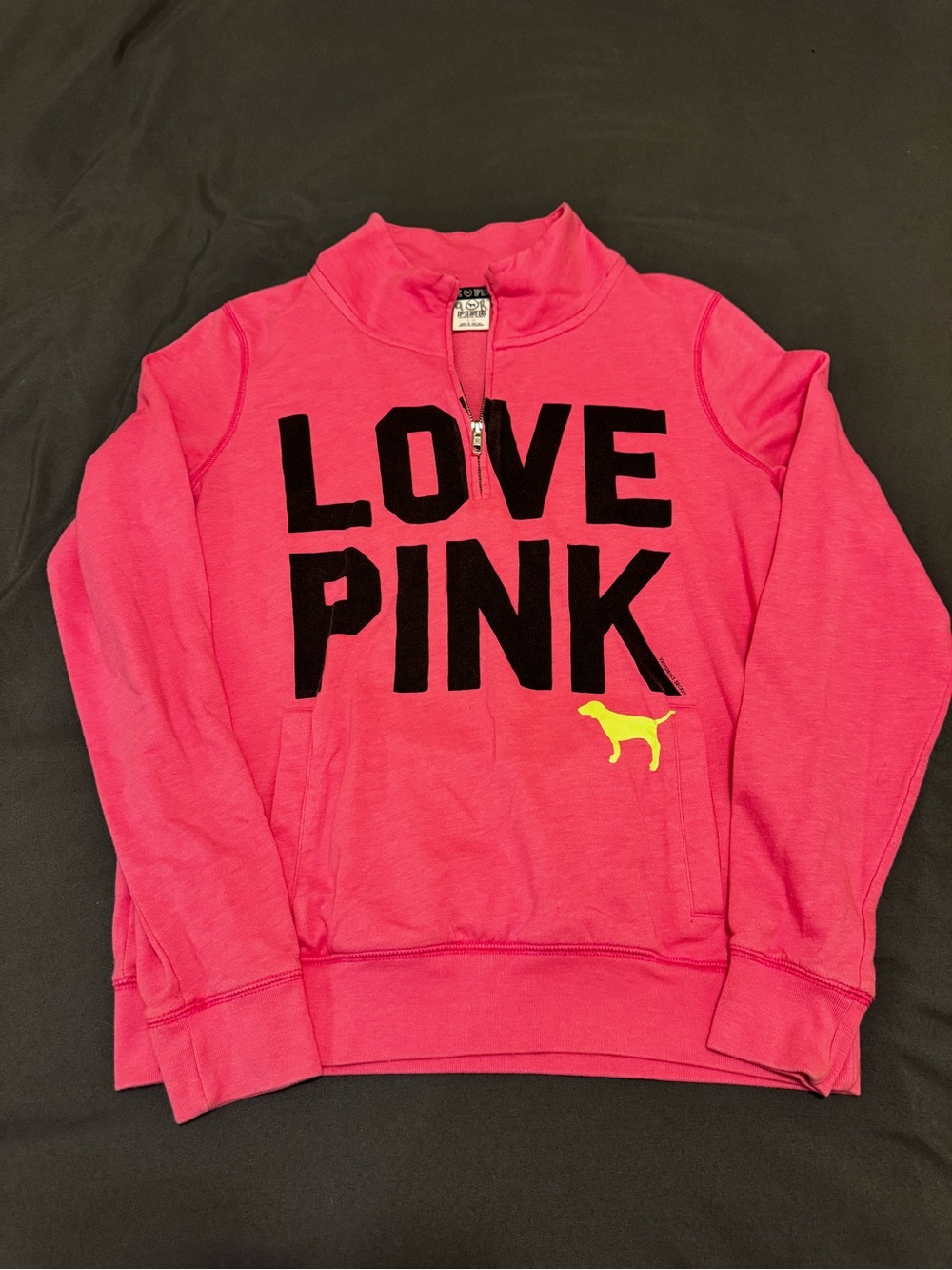 LOVE PINK Half-Zip Sweatshirt - Bright Pink